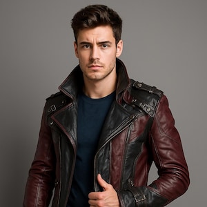 Vintage style biker coat men&#39;s and women black genuine leather quilted motorcycle jacket Cosplay Costume Inspired Leather Jacket