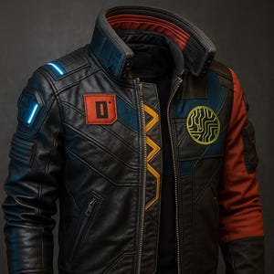 Postapocalyptic jacket, cyberpunk jacket, distressed jacket, burning man, black jacket, stage clothing, Halloween costume, distressed jacket
