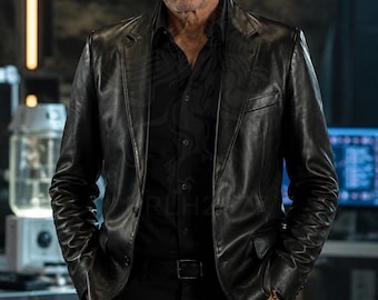 Jeff Goldblum Dr Ian Malcolm Black Leather Jacket, Jurassic World Dominion Inspired Leather Blazer, Mens Movie Cosplay Coat, Black Leather