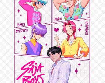 Anime Boys Clipart: Kawaii Characters PNG Digital Art for Stickers