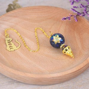 Lapis lazuli Personalized pendulum crystal dowsing witch divination tool natural gemstone pendulum custom gift wiccan baby witch handmade