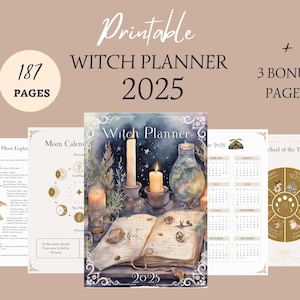 2025 Witchy Planner • Spell & ritual book • Astrology Planner • Moon Calendar • Tarot Spread Journal • Grimoire Journal • Printable Planner
