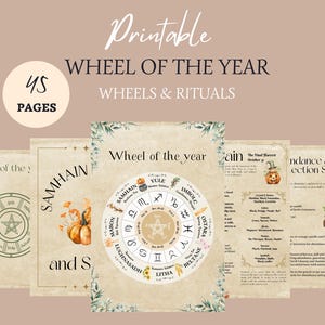 Wheel of the Year vintage grimoire pages witch ritual journal for pagan wiccan sabbats celebration beginner witchcraft spellbook