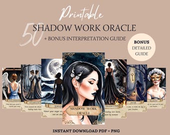 Guide numérique oracle du jeu de cartes oracle sorcière travail de l'ombre imprimable • Jeu de cartes de divination wicca affirmation enchanté tarot sorcier