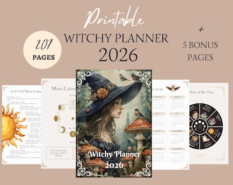 2026 Witchy Planner • Spell & ritual book • Astrology Planner • Moon Calendar • Tarot Spread Journal • Grimoire Journal • Printable Planner