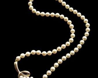 MAJORICA Pearls, Majorica Signed Pearl Necklace, Hand-knotted Pearls, Perlas de Mallorca, Majorca Pearls, Single Strand Cream Pearls