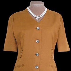 Vintage JACQUES VERT Jacket, 1980s Fashion, Vintage Clothing, Single Breasted, Mustard Blazer, Short Sleeved Jacket