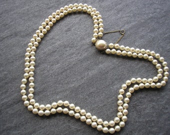 MAJORICA 2 Strand Pearl Necklace, Double Strand Hand-knotted Pearls, Perlas de Mallorca, Majorca Pearls, 2 Strand Pearls, Ivory Pearls