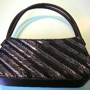 Sac à main BIJOUX TERNER, sac perlé noir, sac de soirée vintage, sac clairon perlé, sac à main noir, sac à main de soirée, sac à bandoulière Bijoux Terner