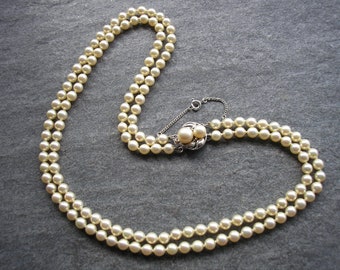 MAJORICA  Double Strand Pearl Necklace,  2 Strand Hand-knotted Pearls, Perlas de Mallorca, Majorca Pearls, 2 Strand Pearls, Ivory Pearls