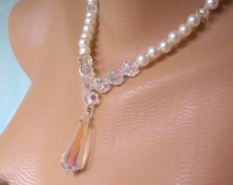 Pearl & Crystal Choker, Art Deco Wedding Necklace, Great Gatsby, Bridal Pearls, Statement Necklace, Pearl Necklace, Wedding Jewelry
