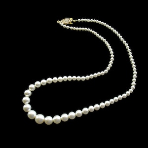 Handmade Vintage Style Single Strand Pearl Necklace, Ivory Pearl Necklace, Bridal Pearls, Pearl Wedding Jewelry, Art Deco Style Pearls