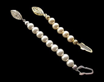 Pearl Necklace Extender With FISH HOOK Clasp, PRECIOSA Pearl Extender, Necklace Lengthener, Gold Extender Silver Extender, Necklace Extender