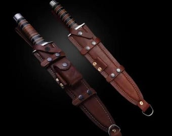 Arkansas Toothpick Knife Set, D2 Steel, Leather Sheath