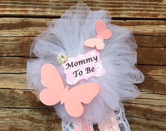 Pink Butterfly Baby Shower Corsage - Girl Baby Shower - Mommy To Be Pin