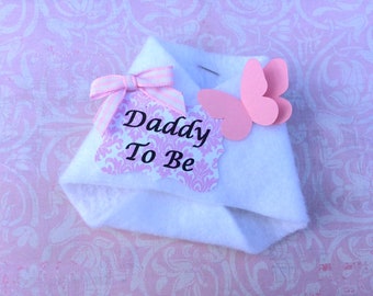 Pink Butterfly Daddy Baby Shower Corsage Pin - Daddy To Be