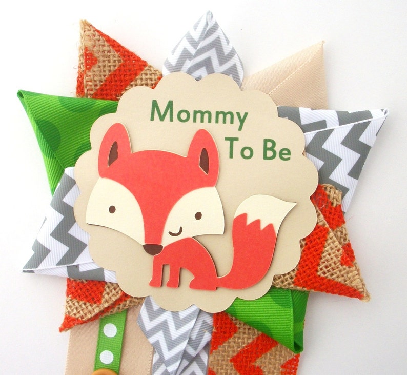 Fox Baby Shower Corsage Woodland Animals Theme Mommy To Be Mum Pin image 5