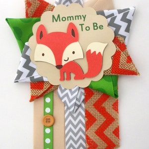 Fox Baby Shower Corsage Woodland Animals Theme Mommy To Be Mum Pin image 2