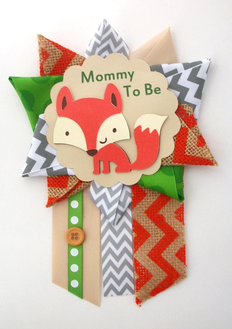 Fox Baby Shower Corsage Woodland Animals Theme Mommy To Be Mum Pin image 2