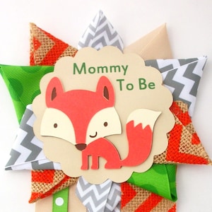 Fox Baby Shower Corsage Woodland Animals Theme Mommy To Be Mum Pin image 1