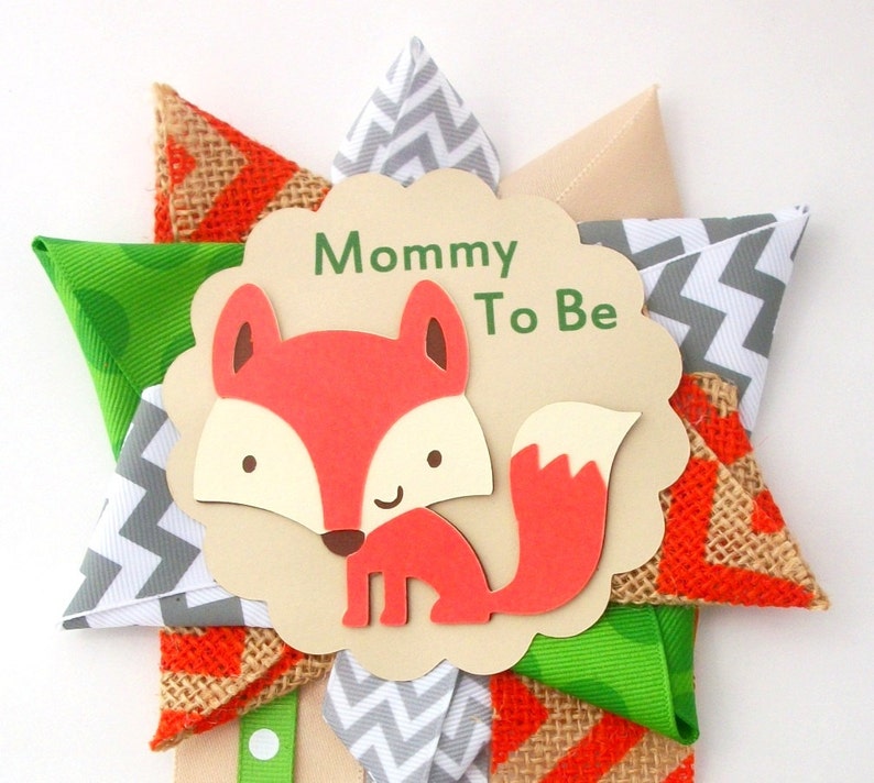 Fox Baby Shower Corsage Woodland Animals Theme Mommy To Be Mum Pin image 1