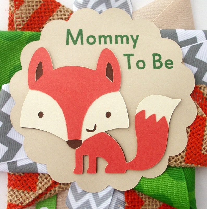 Fox Baby Shower Corsage Woodland Animals Theme Mommy To Be Mum Pin image 3