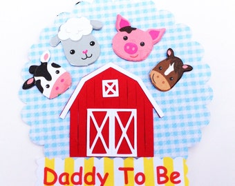 Farm Animals Daddy Baby Shower Corsage Pin - Barnyard Theme