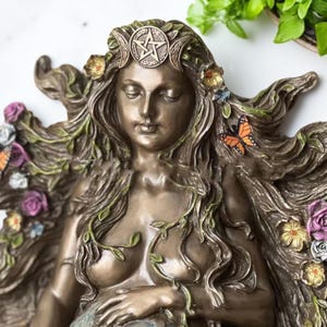 Gaia Mother Earth Sculpture | Moon Goddess Resin Statue | Nature Spirit Figurine | Butterfly Garden Accent | Bohemian Altar Decor |Gift Idea