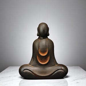 Japanese Cast Iron Buddha Statue: Zen Meditation Decor