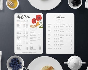 A4 Modern Cafe Menu Templates: Editable Restaurant Menu (Digital Download)