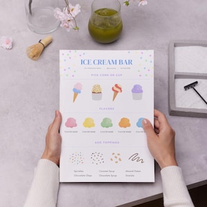 Ice Cream Bar Menu Template: Editable Dessert Party Sign (Canva DIY Digital Download)