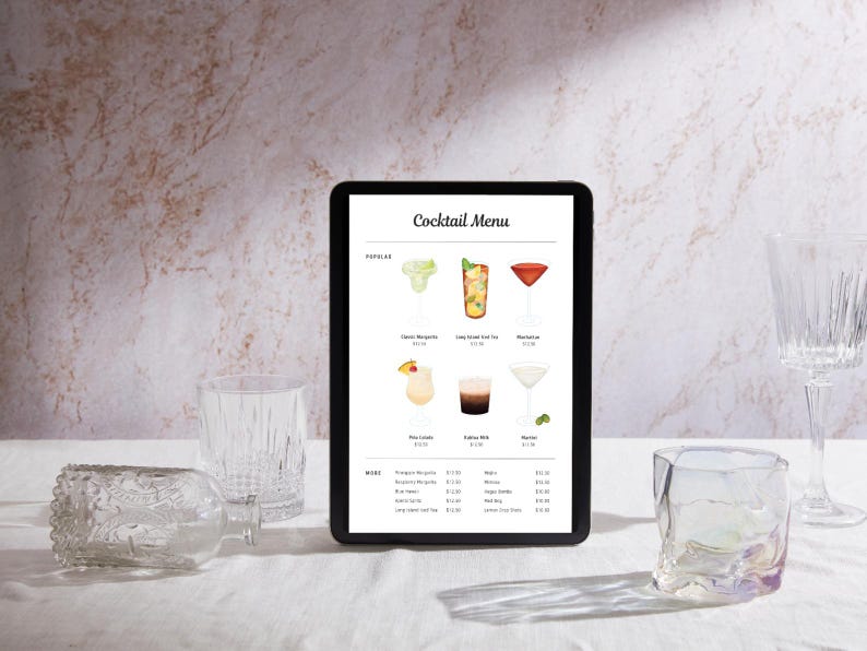 A4 Hand Drawn Cocktail Menu Template: Editable Bar Drink Menu (digital ...