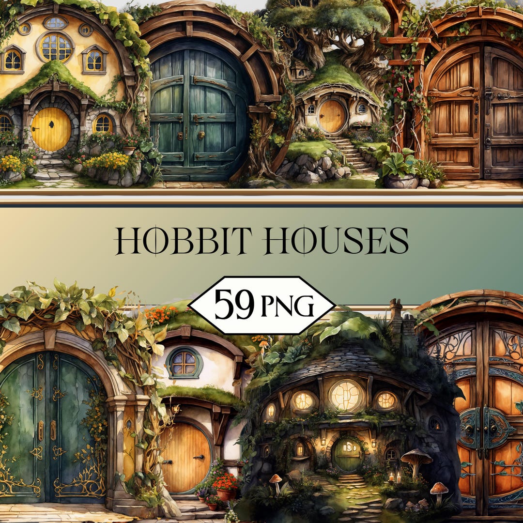 Hobbit Houses PNG Clipart Bundle • Cottagecore Fantasy Cottage ...