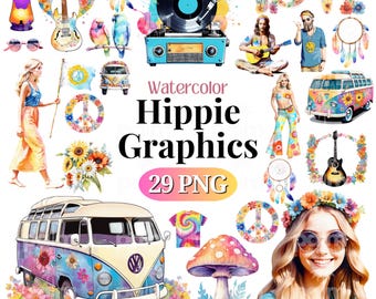 Hippie PNG SVG Clipart • Hippy Scrapbook Graphics for POD, Sublimation, Designs • 70s 80s Peace Hippie Festival jpeg Bundle • PalmDigitals