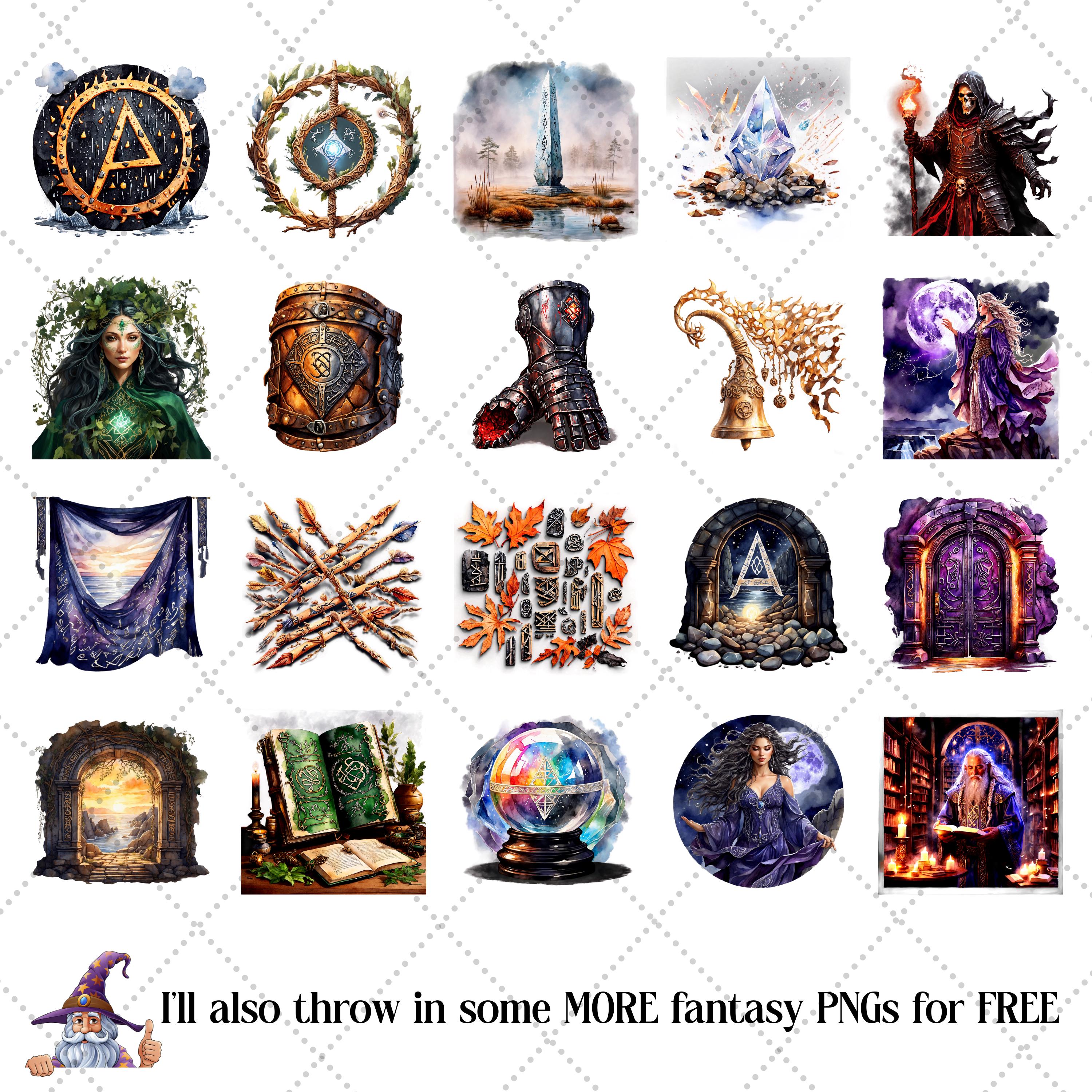 Magic Runes PNG Clipart Bundle • Spell Book Witchy Fantasy Scrapbook ...