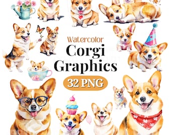 Corgi PNG SVG Clipart • Corgi Dog Scrapbook Graphics for POD, Sublimation, Designs • Dogs Corgis jpeg Bundle • PalmDigitals