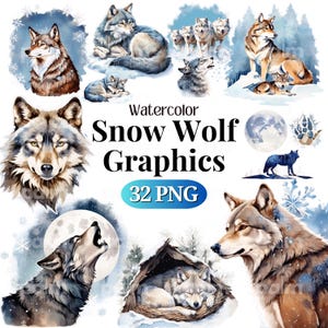Winter Wolf PNG SVG Clipart • Schnee Wolf Vintage Scrapbook Grafiken für POD, Sublimation, Designs • Mittelalterliches Wolf jpeg Bundle • PalmDigitals