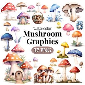 Mushrooms PNG SVG Clipart • Cottagecore Scrapbook Graphics for POD, Sublimation, Designs • Mushroom Cottage jpeg Bundle • PalmDigitals