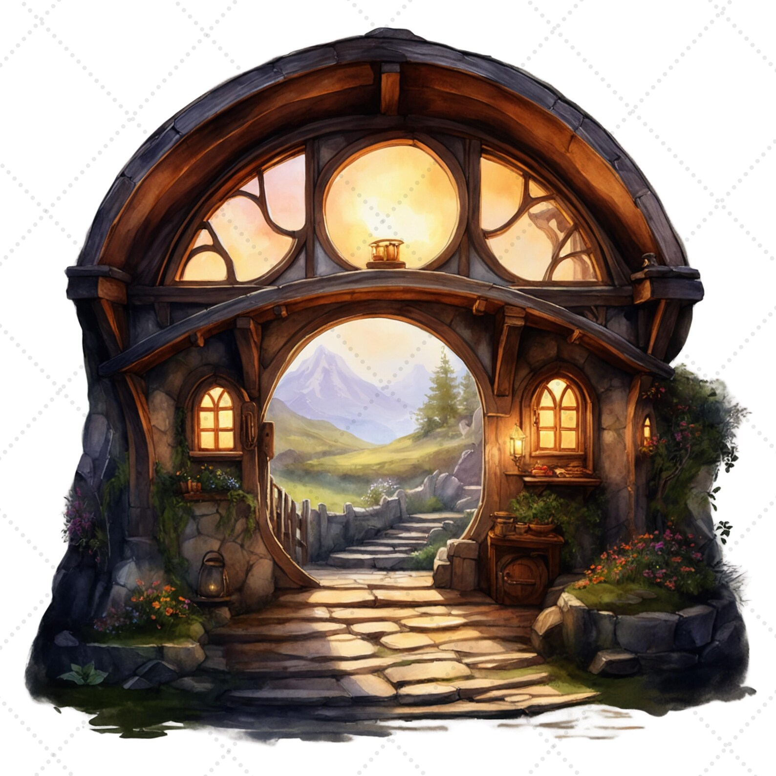 Hobbit Houses PNG Clipart Bundle • Cottagecore Fantasy Cottage ...