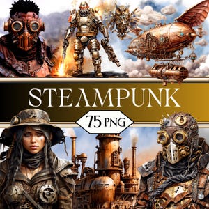 Steampunk PNG Clipart Bundle • Steampunk Elements Scrapbook Graphics for POD, Sublimation, Junk Journal • Steampunk Character jpeg Bundle