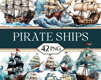 Pirate Ships PNG Clipart Bundle • Pirates Piratecore Scrapbook Graphics for POD, Sublimation, Fantasy Designs • Ghost Ship jpeg Bundle