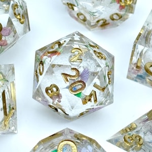Hummingbird Dice Liquid Core DnD Dice Set, Sharp Edge D&D Dice Full Set, Dungeons and Dragons Polyhedral RPG DND Dice D6, D20, Gamer Gift
