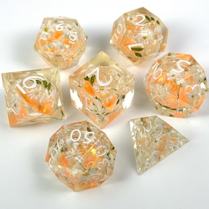 Daisy Yellow Liquid Core DnD Dice Set, Sharp Edge D&D Dice Full Set, Dungeons and Dragons Polyhedral RPG DND Dice D6, D20, Gift for Gamer