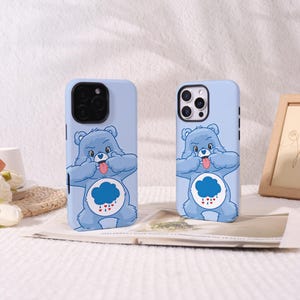 Grumpy Cloud Bear,iPhone Case for iPhone 16 15 14 13 12 11 Pro Max,iPhone X Xs XR SE Plus Cover,Handmade Case,Cute Personalized Gift