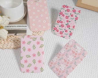 Floral badge holder,Durable and Stylish ID Badge Case,School ID Protector,Slide Closure Id Holder,Add on for Lanyard,Horizontal and Vertical