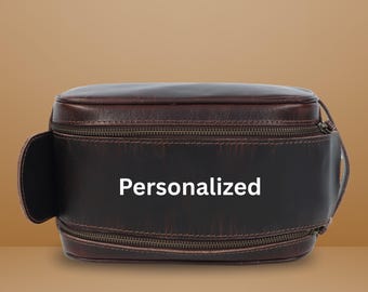 Luxury Handmade Leather Toiletry Bag – Personalized Dopp Kit for Men, Perfect Gift