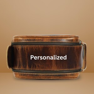 Custom Name Leather Toiletry Bag – Handmade Dopp Kit, Gift for Men