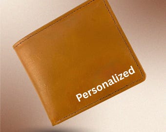 Personalized Leather Wallet for Men Custom Name Engraved Wallet, Gift for Him