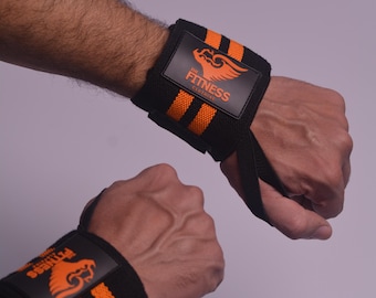 Adjustable Wrist Wraps for Weightlifting, CrossFit, Strength Training – Orange Black Combination