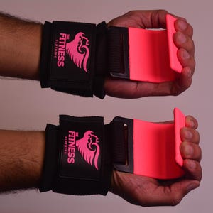 TFC Weight Lifting Hooks with Wrist Straps Padded Thick Neoprene with Non-Slip Rubber Coating for Strength Training for Men and Women